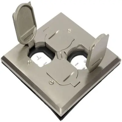 Orbit Industries FLB-DD-C-SS Flr Box Flip Type Square Plt W/2-Rcpt T.R. Cvr Only S. Steel
