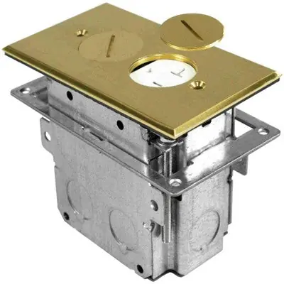 Orbit Industries FLB-R1G-BR Floor Box Round 1-G W/ Duplex Recep(T.R.), Adjust.Box,Brass