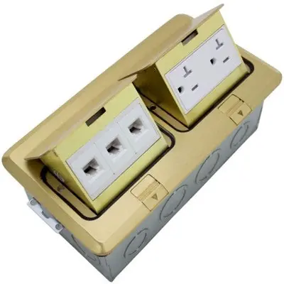 Orbit Industries FLBPU-DL-BR Floor Box Pop-Up With Duplex Receptacle And Low Voltage RJ45 Brass