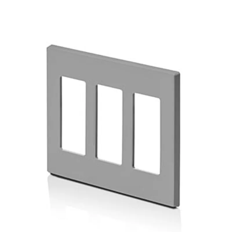 Leviton 80311-GY 3-Gang Decora Plus Device Decora Wallplate/Faceplate 80311-SGY