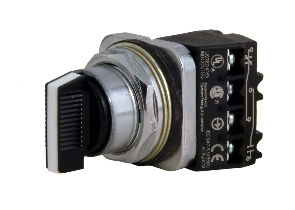 Siemens 52SA2CDBA1 Heavy Duty Selector Switch Unit 30mm White Short Lever 3 Position CAM C