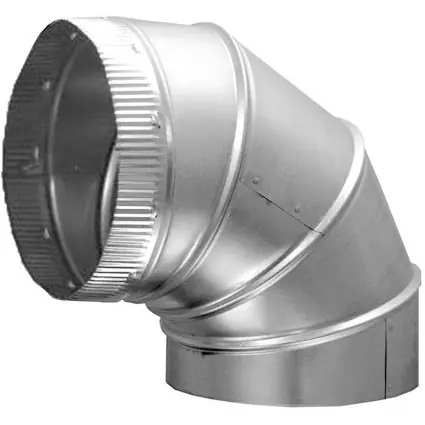 Cody 12520 Adjustable Elbow, 20 in, Hemmed x Crimped Connection, 90 deg, Galvanized, Metal