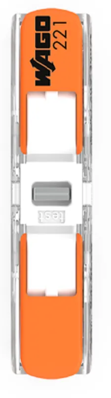 Wago 221-2401 Splicing Connector, Inline Splicing Connector with Lever, For All Conductor Types, 12 AWG, 2 Conductors