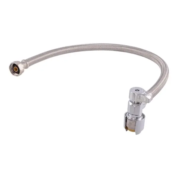 John Guest UR24657 1/2 in. SharkBite Max Push-to-Connect x 1/2 in. FIP x 20 in. Brass Angle Stop Faucet Connector