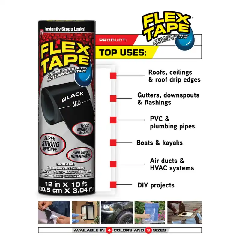 Flex Seal TFSMAXBLK04 Flex Tape Black Max 4In X 25Ft Tape