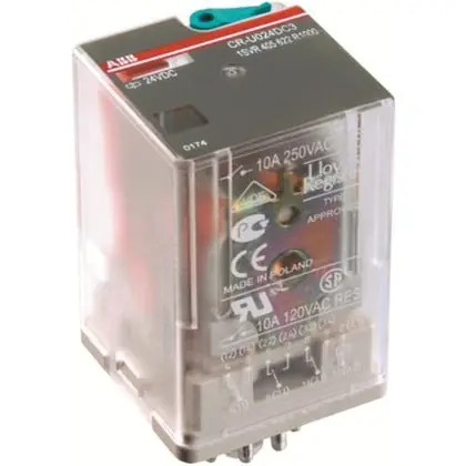 Abb 1SVR405622R1100 Interface Relay with LED 3 c/o Contacts 250V/10A 24 V DC Coil