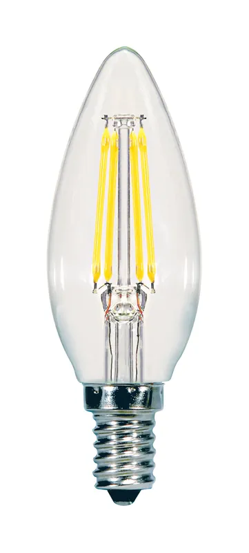 Satco S11372 5.5 Watt C11 LED Clear Candelabra Base 3000K 500 Lumens 120 Volt