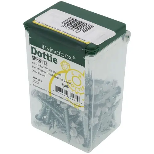 Lh Dottie SPR8112 #8 x 1-1/2 inches White Slotted Hex Head Register Screw - 100pk