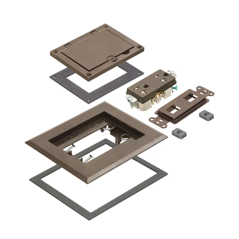 Arlington FLBC8510BR brown non-metallic single gang frame kit with flip lid cover 20A