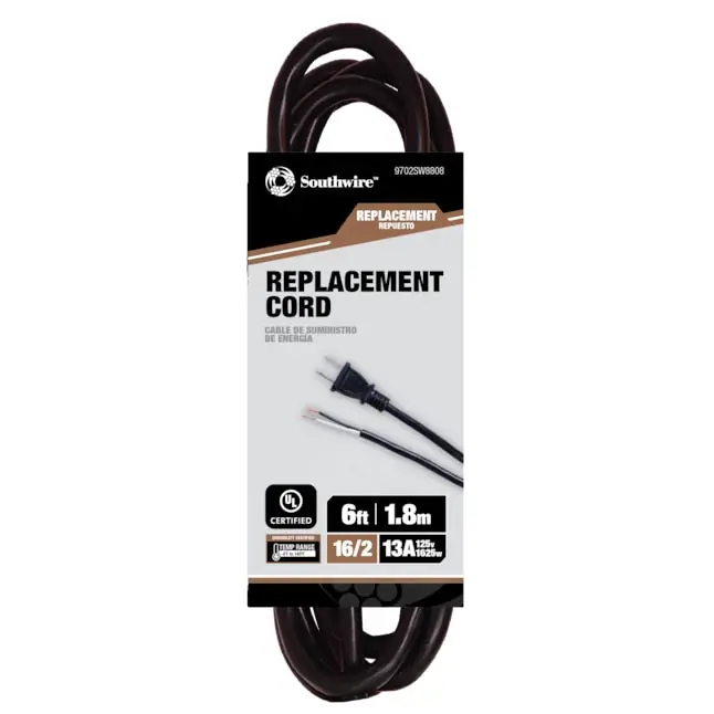 Southwire 9702SW8808 Cord, Power Supply 16/2 6 ft SJT Black