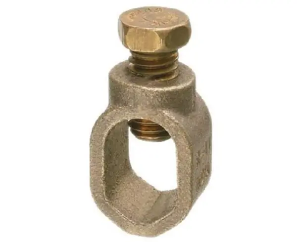 Penn-Union CEB-2 Bronze Economy Ground Rod Clamp 8 SOL to 2 STR, 5/8 in Rod, 1/2 in Rebar