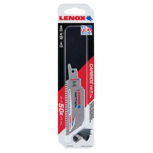 Lenox 2014214 4 inches 8TPI Lazer Ct 4108RCT Reciprocating Saw Blade, 5PK
