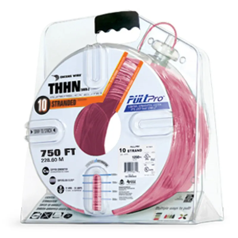 Encore Wire 106100909445 PullPro Copper THHN Wire, 10 AWG, Stranded, 750 ft
