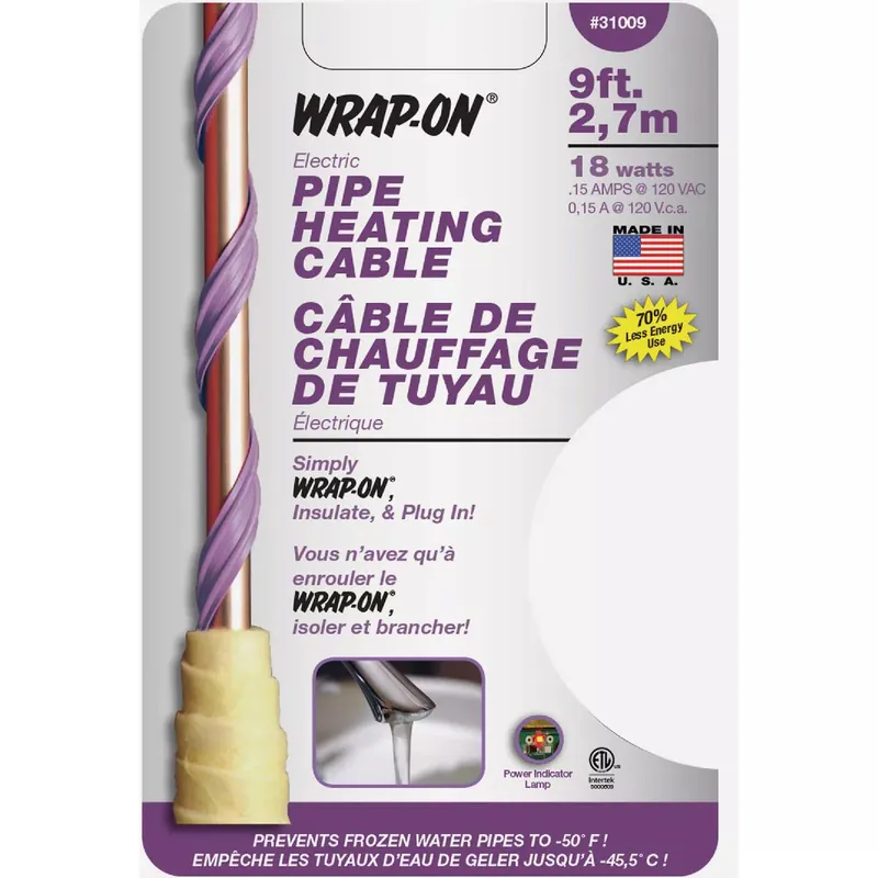 Pirit Heated 31009 Wrap-On Pipe Heat Cable 9 ft.
