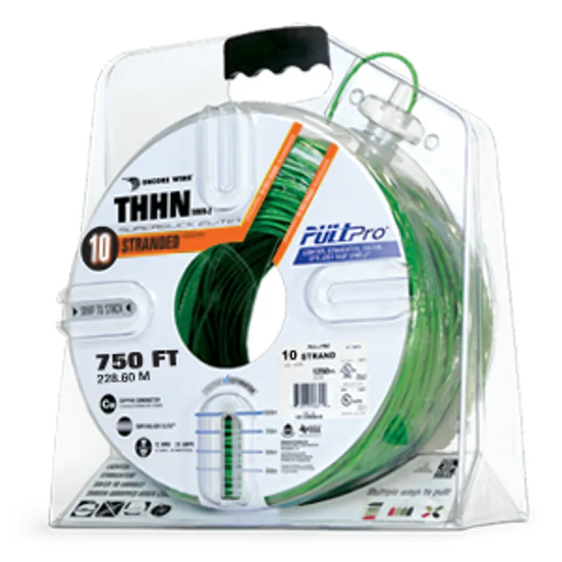 Encore Wire 106100905445 PullPro Copper THHN Wire, 10 AWG, Stranded, 750 ft