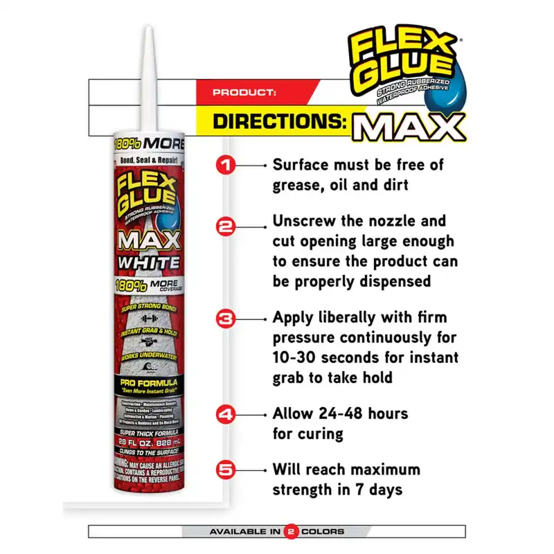 Flex Seal GFSMAXWHT28 Flex Glue Max Extra Strength Rubber Adhesive 28 fl. oz.
