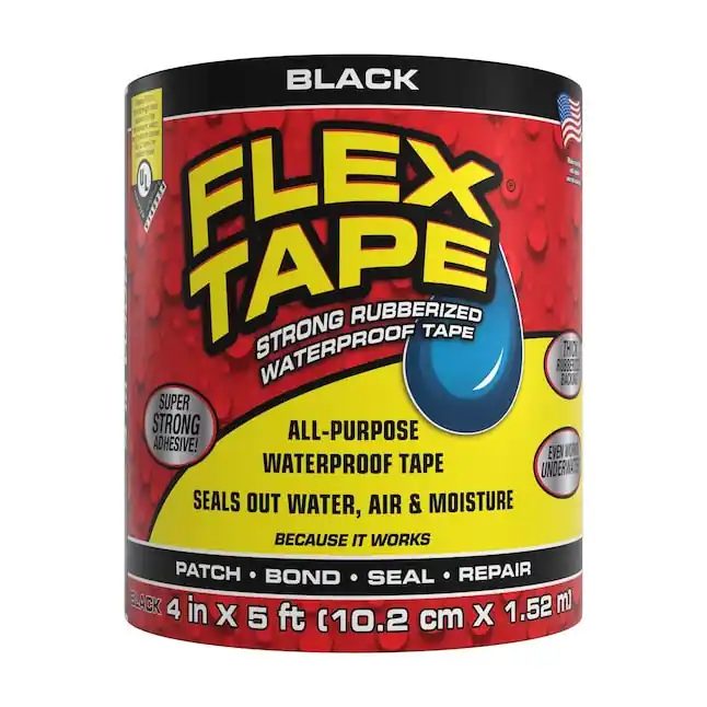 Flex Seal TFSBLKR0405 Rubberized Tape 4 inches x 5 feet