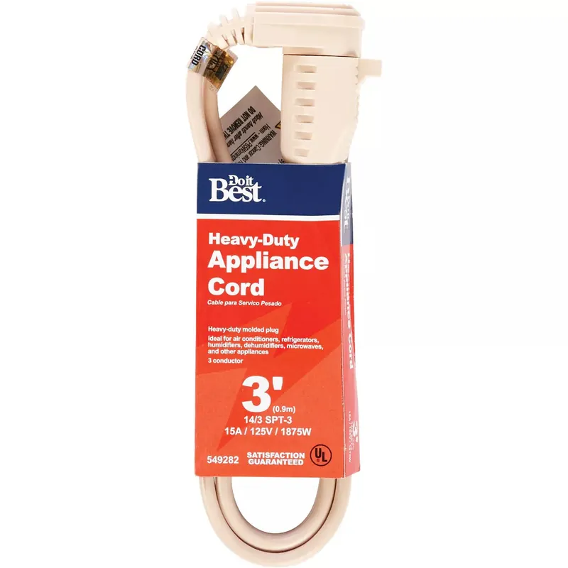 Do It Best 549282 Master Electrician 3 Ft. 14/3 15A Heavy-Duty Appliance Cord
