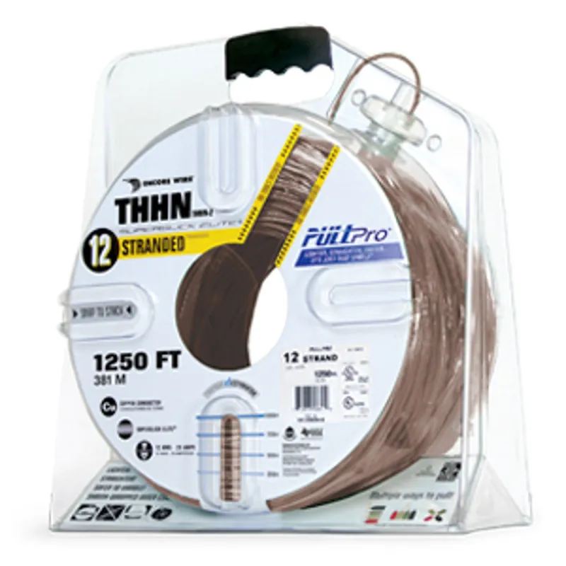Encore Wire 106100808455 PullPro Copper THHN Wire, 12 AWG, Stranded, 1250 ft
