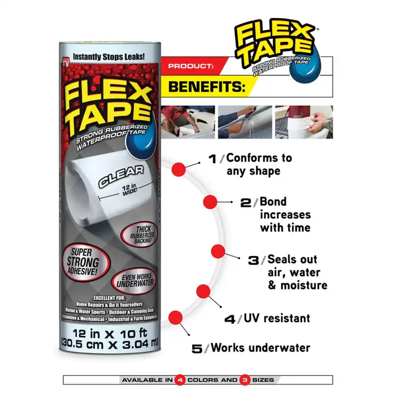 Flex Seal TFSMAXCLR04 Flex Tape Clear Max 4In X 25Ft Tape