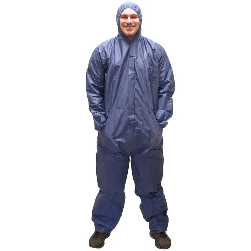 Shubee C SB CA DB/H L Trishield Disposable Coverall Suit with Heavy Duty Zipper, Elastic Wrist & Ankles Five Pockets -With Hood