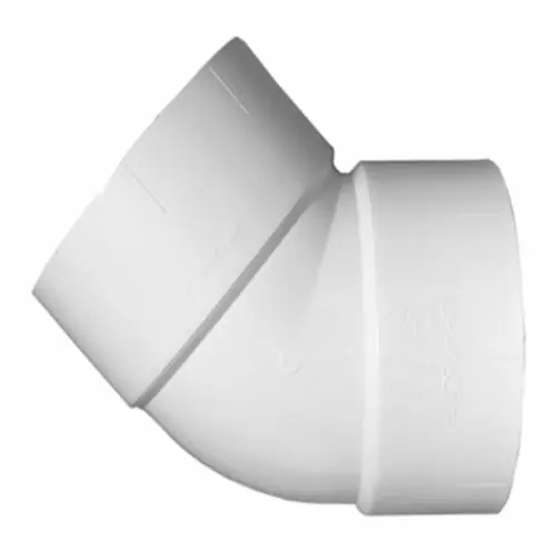 Charlotte Pipe PVC 321 12 DWV 45 deg Bend, 12 in, Hub, SCH 40/STD, PVC