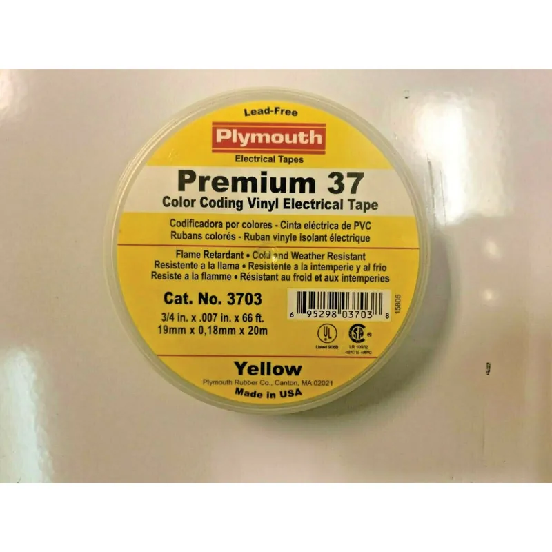 Plymouth 3703 Premium 37 Professional Grade Electrical Tape 66-ft x 3/4-Inch x 0.007-Inch