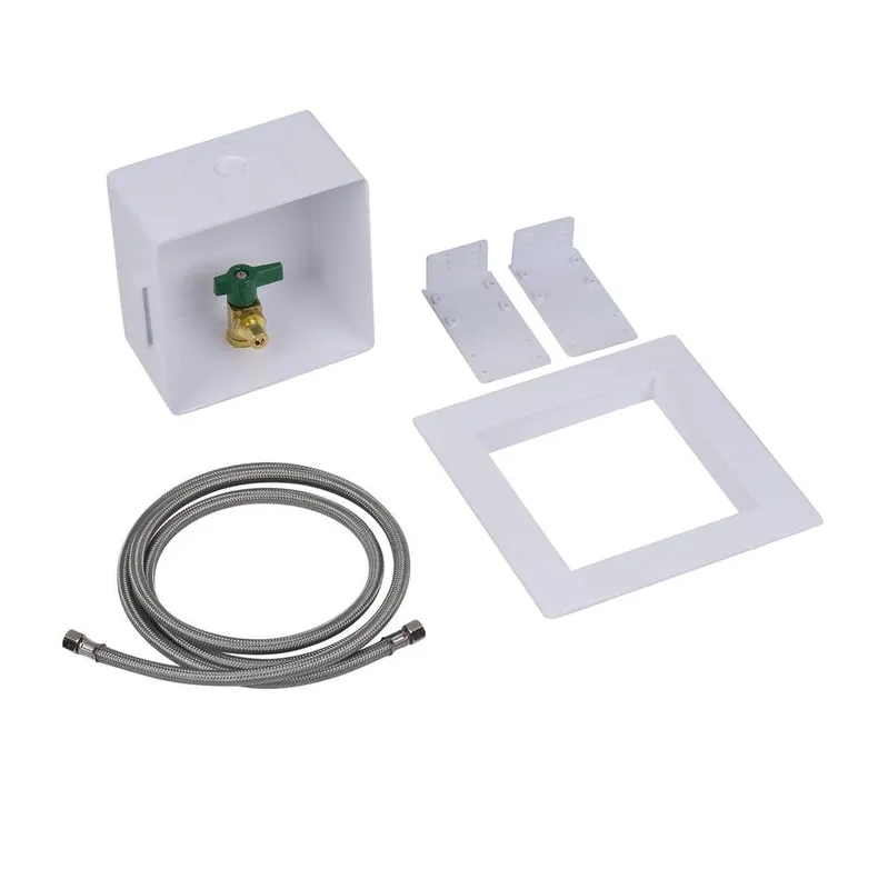 Oatey 39153 Ice Maker Square with Stainless Steel Hose Quarter Turn CPVC Low Lead Polystyrene Less Hammer 6 x 6 x 3-3/8 Inch