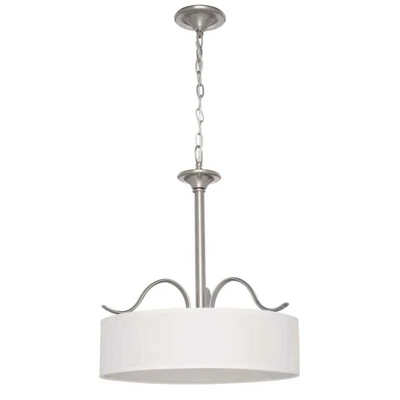 Progress Lighting P3931-09 Inspire 3 Lights Medium Pendant with Beige Linen Shade Brushed Nickel