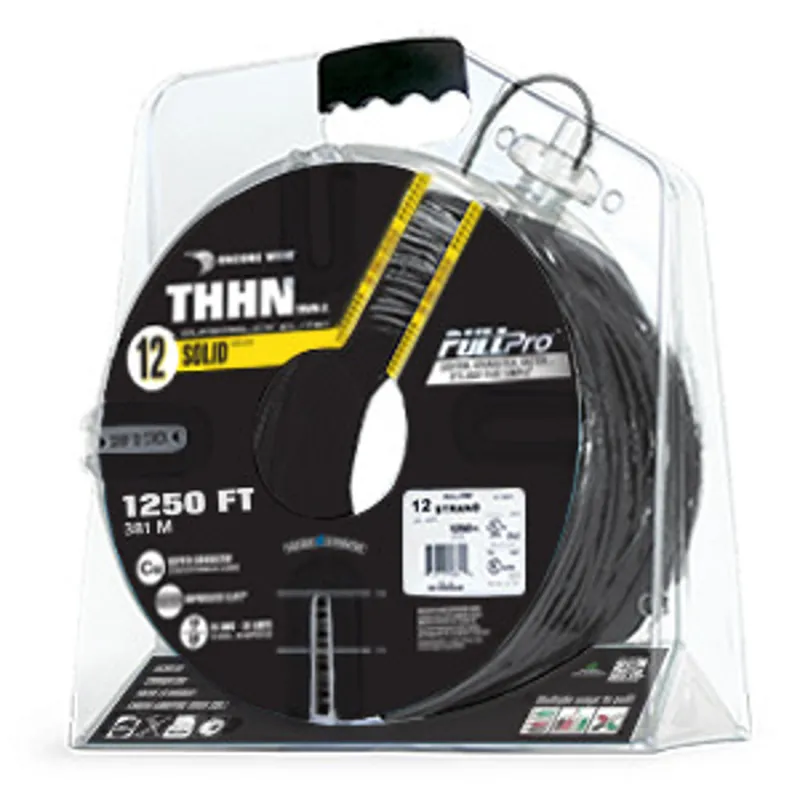Encore Wire 105100801055 PullPro Copper THHN Wire, 12 AWG, Solid, 1250 ft (2pk)