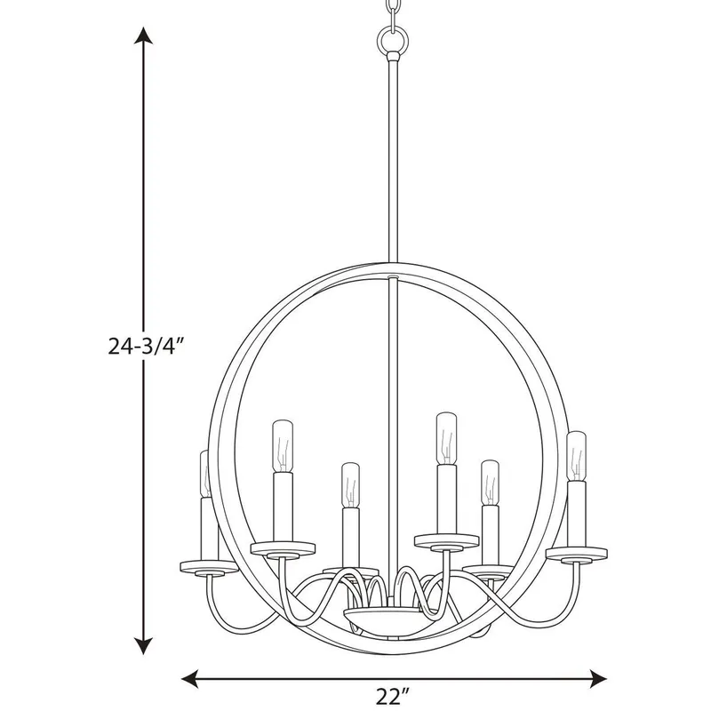 Progress Lighting P400081-009 Fontayne 60W 6-Light Candelabra E-12 Incandescent Chandelier