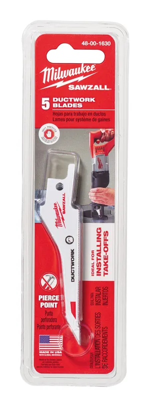 Milwaukee 48-00-1630 Ductwork SAWZALL® Reciprocating Saw Blade, 3 1/4 Inch L