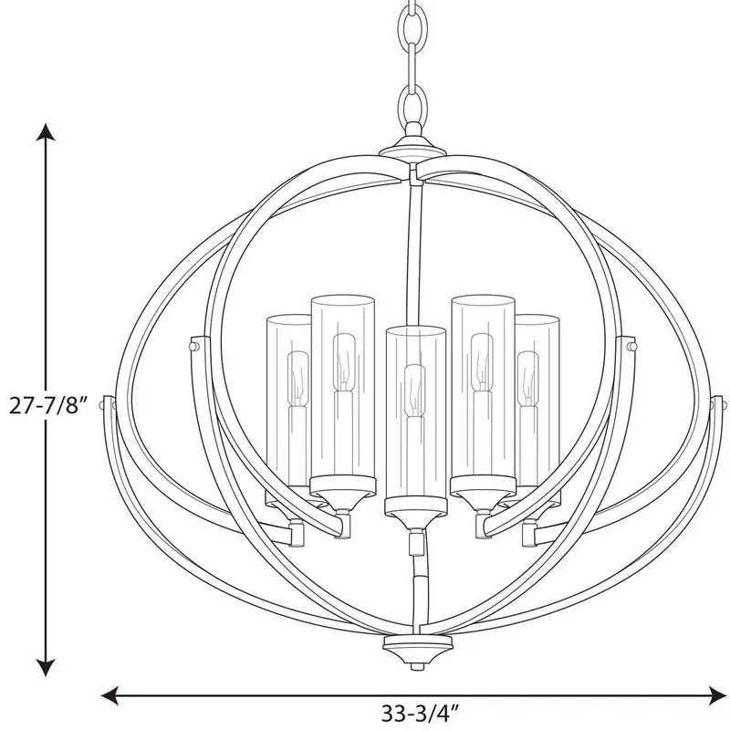 Progress Lighting P400117-104 Evoke 33-3/4 in. 300W 5-Light Candelabra E-12 Chandelier