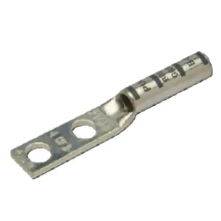 Penn-Union BBLZ-050D Copper Compression Lug - Long Barrel, Two Hole Tongue with Inspection Window 500 kcmil