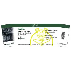Lh Dottie TEKHW1034TP1K #10 x 3/4 feet' Hex Washer Head Self Drilling Screw (1000pc Tuff Pail)