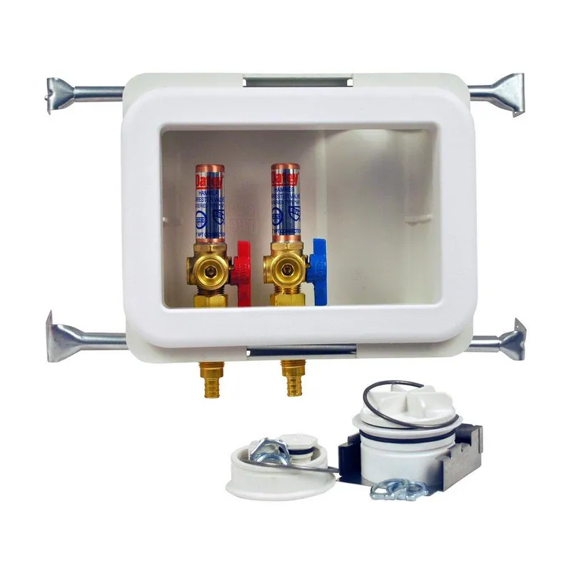 Oatey 38480 Fire Rated PEX Crimp Washing Machine Outlet Box w/ Water Hammer Arrestor, 1/4 Turn Brass Ball Valve (Standard Pack)