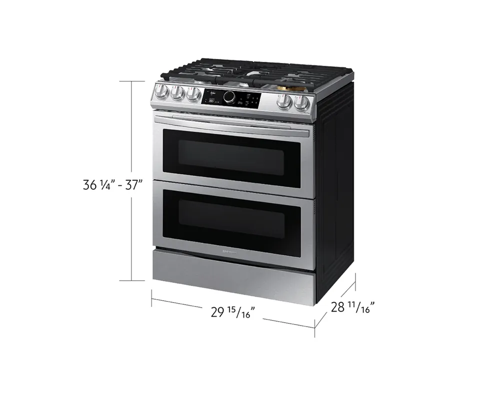 Samsung NY63T8751SS 30 inches 6.3 cu. Ft. Smart Dual Fuel Slide-in True Convection Range with Air Fry