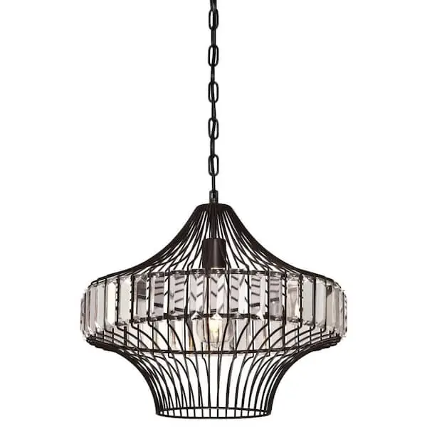 Progress Lighting P500436-009 Latham 100-Watt 1-Light Brushed Nickel Contemporary Pendant with Geometrical Frame