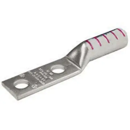 Penn-Union BBLU-1/0D3 Copper Compression Lug - Long Barrel, Two Hole Tongue with Closed Transition 1/0 AWG