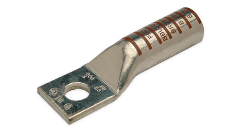 Penn-Union BBLU-2S3 Copper Compression Lug - Long Barrel, One Hole Tongue with Closed Transition 2 AWG