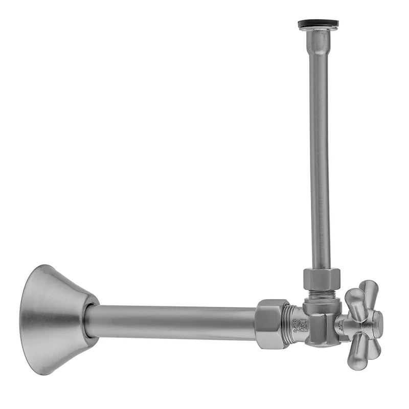 Jaclo 621-72CT Quarter Turn Angle Pattern 5/8 inches o.d. Compression x 3/8 inches o.d. Toilet Supply Kit Standard Cross Handle, 20 inches Supply Tube Cover Tube, Escutcheon