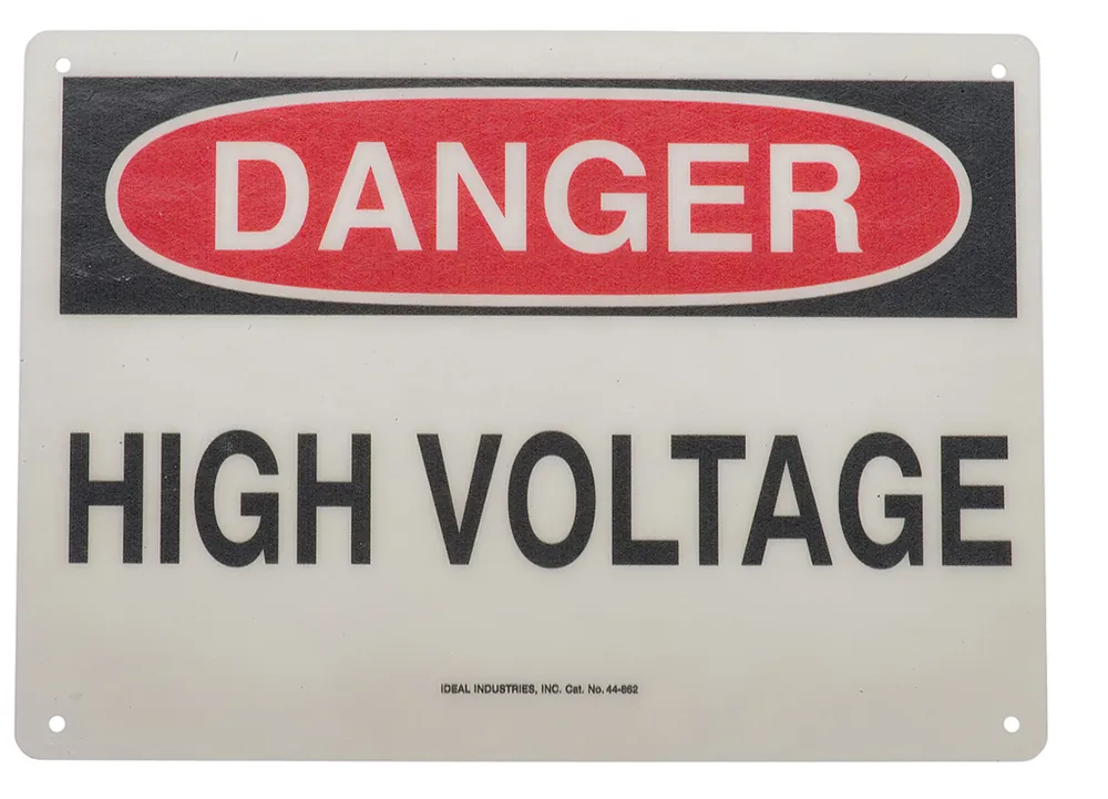 Ideal Industries 44-862 Safety Sign "Danger - High Voltage" 10 inches x 14 inches Fiberglass