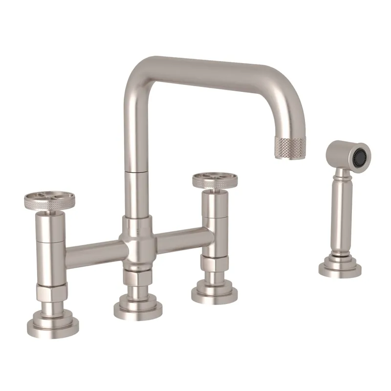 Rohl A3358IWWSSTN-2 Campo Bridge Kitchen Faucet With Side Spray