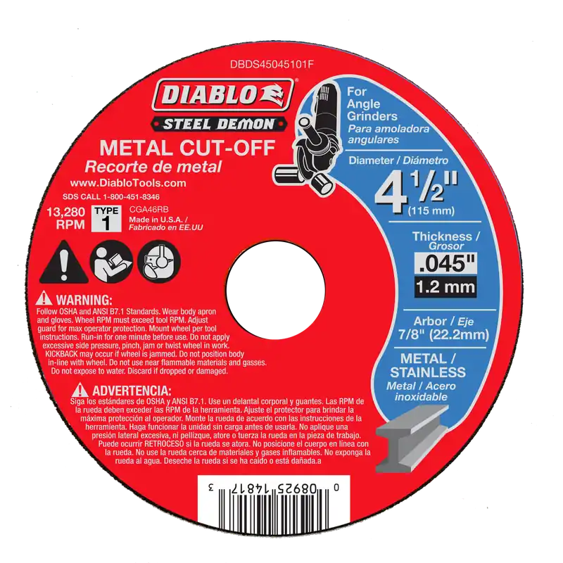Diablo DBDS45045101F Steel Demon Metal Cut-Off Disc 4-1/2 in.