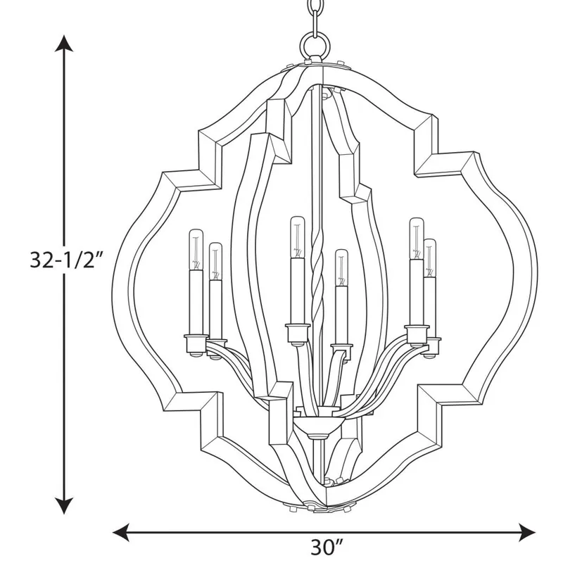 Progress Lighting P4767-71 Spicewood 30 in. 6-Light Candelabra E-12 Base Chandelier 60 W