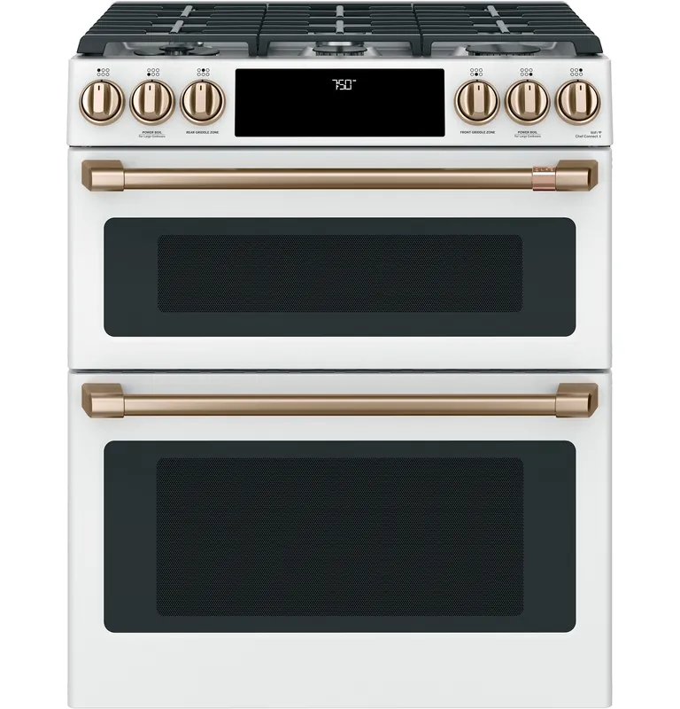 Ge Appliances CGS750P4MW2 Café™ 30 inches Smart Slide-In, Front-Control, Gas Double-Oven Range with Convection