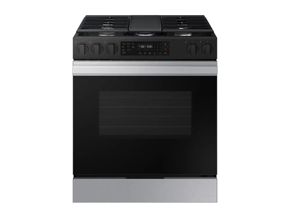 Samsung NSG6DG8300SR Bespoke 30 in. 5-Burner Smart Slide-In Gas Range with Air Fry and Safety Knobs