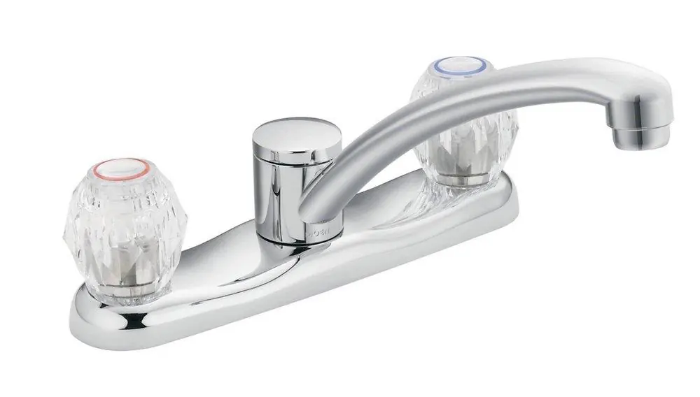 Moen 67900 Chateau Two-Handle Low-Arc Kitchen Faucet With Acrylic Knob Handles
