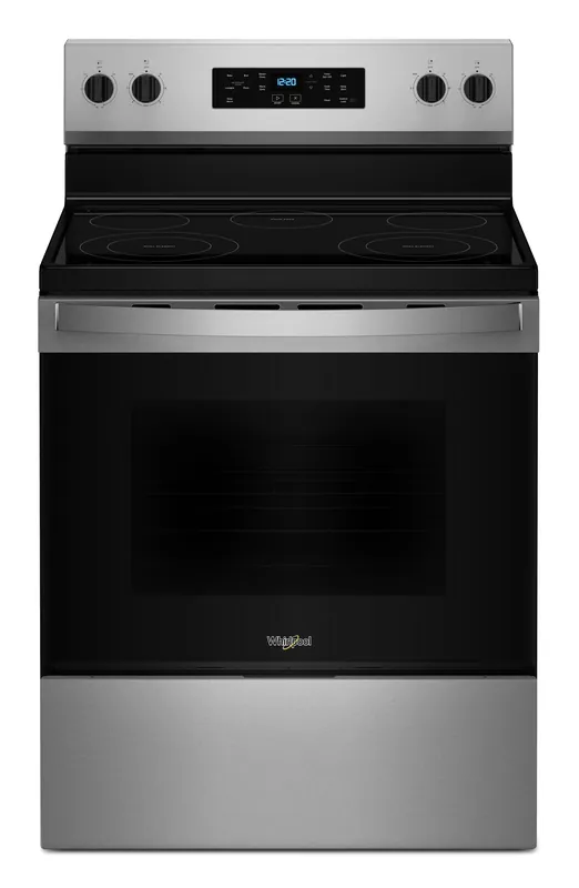 Whirlpool WFES3330RS 30-inch Electric Range with No Preheat Mode and Steam Clean