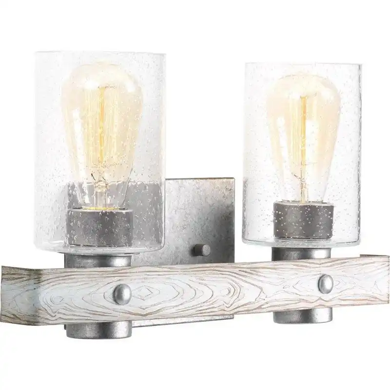 Progress Lighting P300124-141 Gulliver 60W 2-Light Medium E-26 Incandescent Vanity Fixture in Galvanized